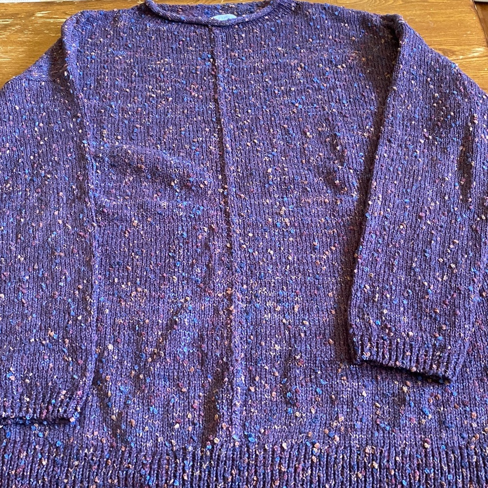 J. Jill purple tweed roll neck sweater